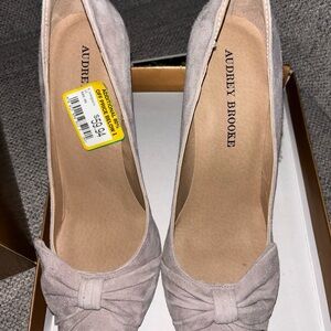 Audrey Brooke Gray Heels with Bow Detail